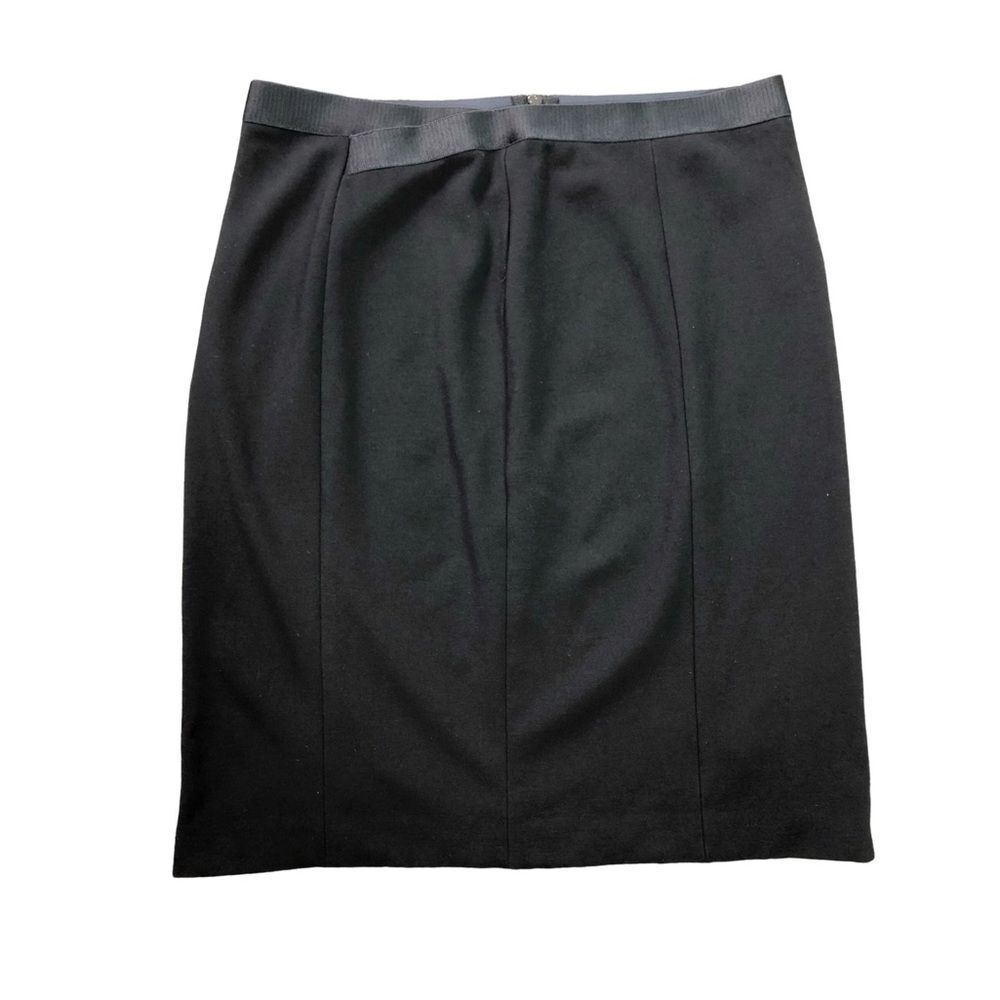 Elie Tahari Black Elastic Waistband Back Zip High Rise Above Knee Pencil Skirt